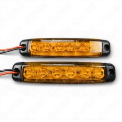 Габаритний вогонь LED жовтий 2шт. 24В, IP67, 6 діодів з лінзою та кріпленням Габаритний вогонь LED жовтий 2шт. 24В, IP67, 6 діодів з лінзою та кріпленням