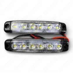 Габаритний вогонь LED білий 2шт. 24В, IP67, 6 діодів з лінзою та кріпленням Габаритний вогонь LED білий 2шт. 24В, IP67, 6 діодів з лінзою та кріпленням