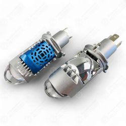 Світлодіодні Лед лампи Н4 з подвійною лінзою 12V 70Вт. близький і 90Вт. дальній + СТГ Світлодіодні Лед лампи Н4 з подвійною лінзою 12V 70Вт. близький і 90Вт. дальній + СТГ